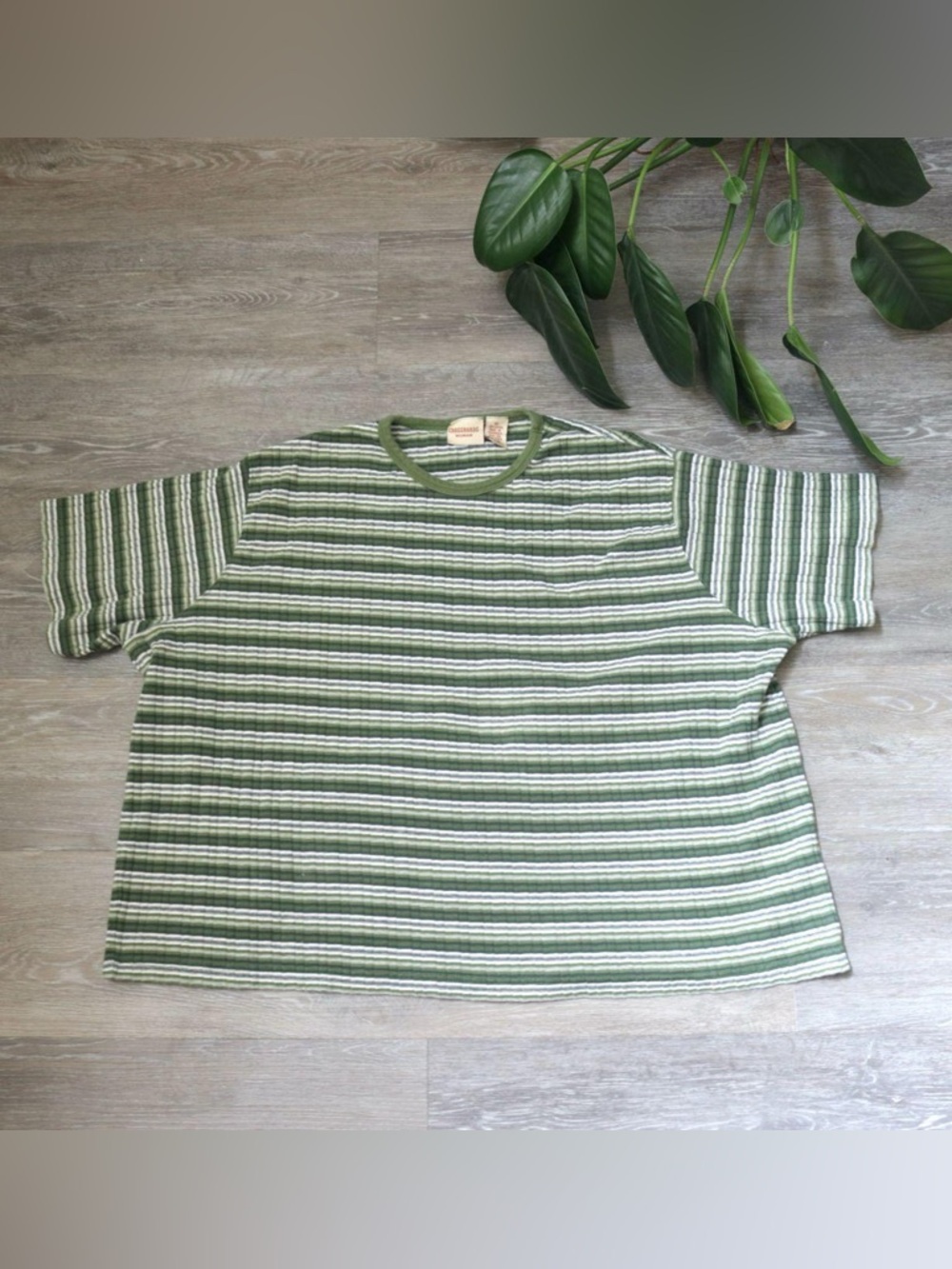 Crossroads green striped rib knit t-shirt